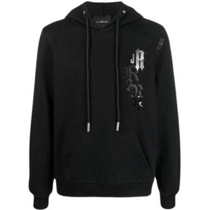 John Richmond, Hoodie met achterprint Zwart, Heren, Maat:S