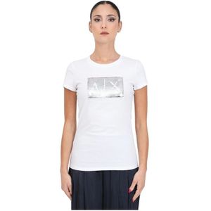 Armani Exchange, Tops, Dames, Wit, L, Katoen, T-Shirts
