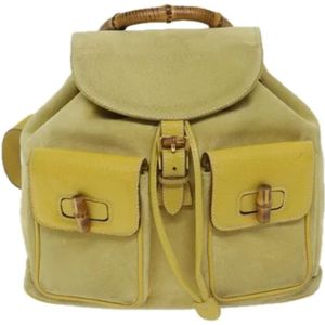 Gucci Vintage, Pre-owned, Dames, Geel, ONE Size, Suède, Pre-owned Suede backpacks