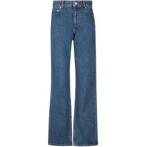 Burberry, Jeans, Dames, Blauw, W27, Katoen, Blauwe Hoge Taille Rechte Pijp Katoenen Broek