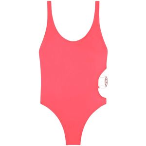 Diesel, Swimsuit with Oval D chain Roze, Dames, Maat:XS