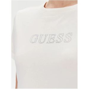 Guess, Tops, Dames, Wit, M, Katoen, Strass Briana Logo T-shirt