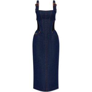 Versace Jeans Couture, Kleedjes, Dames, Blauw, XS, Denim, Denim slip jurk