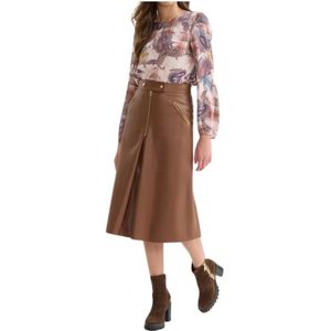 Alviero Martini 1a Classe, Rokken, Dames, Bruin, S, Polyester, Dames ronde hals blouse met all-over patroon