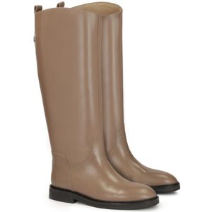 Kazar, Schoenen, Dames, Beige, 41 EU, Leer, Taupekleurige instapofficierlaarzen