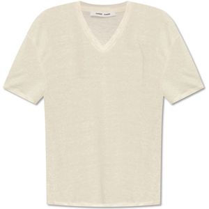 Samsøe Samsøe, Tops, Dames, Beige, M, Linnen, Saeli linnen T-shirt