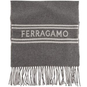 Salvatore Ferragamo, Accessoires, Heren, Grijs, ONE Size, Wol, Wollen sjaal