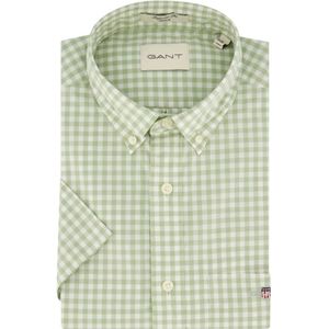 Gant, Overhemden, Heren, Veelkleurig, XL, Katoen, Casual korte mouw groen geruit overhemd