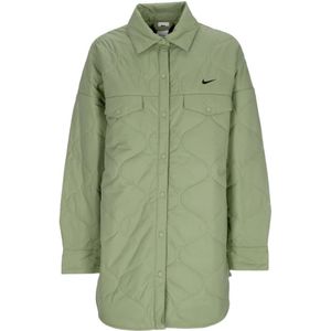 Nike, Jassen, Dames, Groen, S, Polyester, Gewatteerde Trenchjas Groen/Zwart