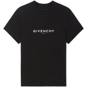 Givenchy, Tops, Dames, Zwart, M, Katoen, Zwarte Creweck T-shirts en Polos