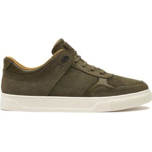 Kazar, Schoenen, Heren, Groen, 46 EU, Suède, Suede sneakers in khaki kleur op witte zool