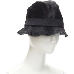 Gucci Vintage, Pre-owned, Dames, Zwart, ONE Size, Pre-owned Leather hats