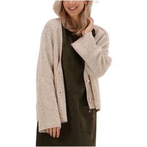 Summum Woman, Truien, Dames, Beige, L, Wol, Zachte Wol Vest Cardigan Gebreid