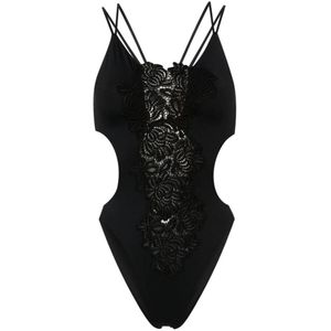 Ermanno Scervino, Zwart gehaakt strandkleding Zwart, Dames, Maat:L