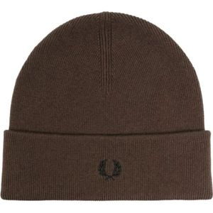 Fred Perry, Bruine Gebreide Hoed met Logo Bruin, Heren, Maat:ONE Size