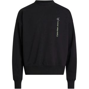 Calvin Klein, Verticale Institutionele Sweatshirt Zwart, Heren, Maat:M