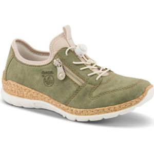 Rieker, Groene imitatieleren schoenen met rits en elastische veters Groen, Dames, Maat:40 EU