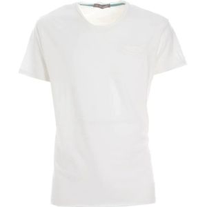 YES Zee, Tops, Heren, Wit, XL, Korte Mouw V-hals Zak T-shirt