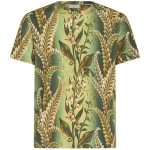 Etro, Groene T-shirts en Polos met bladprint Groen, Heren, Maat:XL