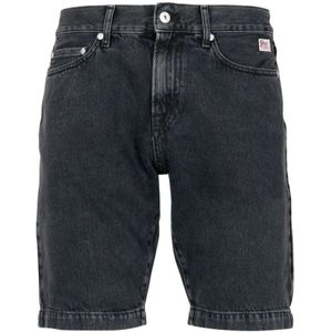 Roy Roger's, Cult Patroon Denim Bermuda Shorts Zwart, Heren, Maat:W35