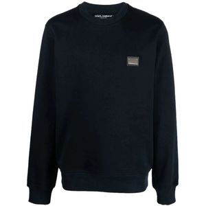 Dolce & Gabbana, Sweatshirts & Hoodies, Heren, Blauw, XL, Blauwe Sweaters voor Mannen