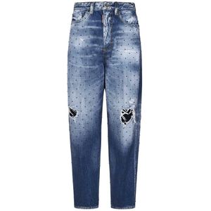 Dsquared2, Jeans, Dames, Blauw, 2Xs, Denim, Blauwe Studs Denim Jeans Aw 24