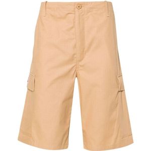 Kenzo, Korte broeken, Heren, Beige, L, Katoen, Beige Cargo Shorts met Boke Flower Design