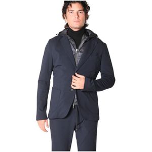 Mason's, Nieuwe Verga Heren Blazer in Technisch Jersey Blauw, Heren, Maat:S