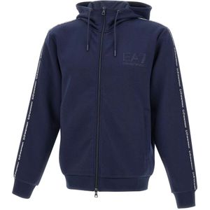 Emporio Armani Ea7, Sweatshirts & Hoodies, Heren, Blauw, S, Blauwe Hoodie met Rits