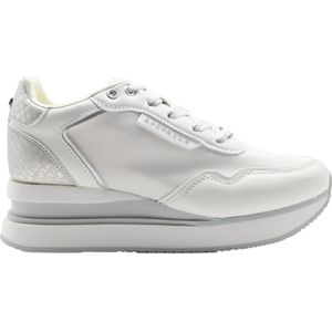 Apepazza, Schoenen, Dames, Wit, 36 EU, Witte Zilveren Mid-High Sneakers