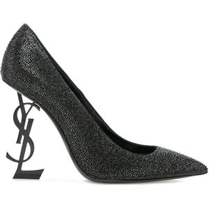 Saint Laurent, Schoenen, Dames, Zwart, 39 1/2 EU, Zwarte Leren Pumps met Studs