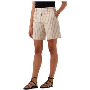 Selected Femme, Korte broeken, Dames, Beige, M, Katoen, Gestreepte katoenen shorts voor vrouwen