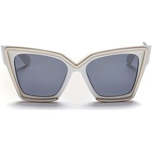 Valentino, Geometrische Cat-Eye Zonnebril in Wit/Lichtgoud Wit, Dames, Maat:ONE Size