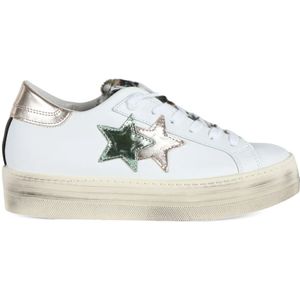 2Star, Schoenen, Dames, Wit, 41 EU, Leer, Platform Leren Sneakers met Faux Fur Detail