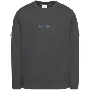 Calvin Klein, Sweatshirts & Hoodies, Heren, Grijs, S, Katoen, Basis Sweatshirt - Grijs Ronde Hals Lange Mouw