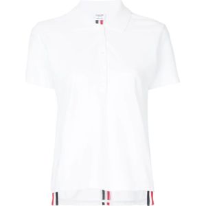 Thom Browne, Tops, Dames, Wit, XS, Katoen, Witte Polo Shirt met Kenmerkende Streep