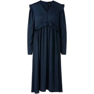 Marc Cain, Kleedjes, Dames, Blauw, S, Polyester, Paradise Blue Midi Jurk