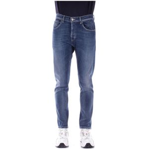 Dondup, Jeans, Heren, Blauw, W35, Denim, Denim Jeans met Logo Achterzak