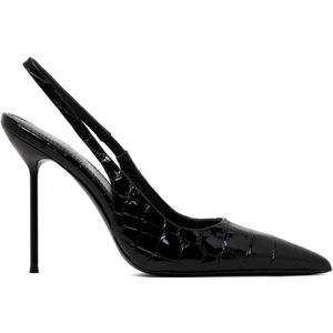 Paris Texas, Schoenen, Dames, Zwart, 40 EU, Leer, Zwarte Croco-Effect Slingback Hakken