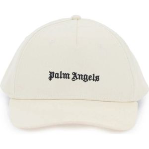 Palm Angels, Accessoires, Dames, Beige, ONE Size, Katoen, Geborduurde Logo Baseball Cap