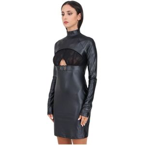 Versace Jeans Couture, Kleedjes, Dames, Zwart, XS, Zwarte korte jurk met cut-out detail