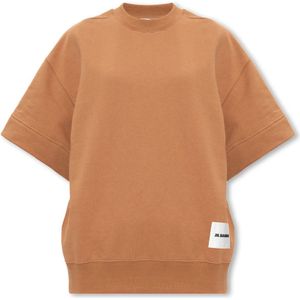 Jil Sander, Sweatshirts & Hoodies, Dames, Bruin, S, Katoen, T-shirt met logo