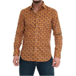 Càrrel, Overhemden, Heren, Geel, 2Xl, Katoen, Italiaanse Hals Casual Shirt