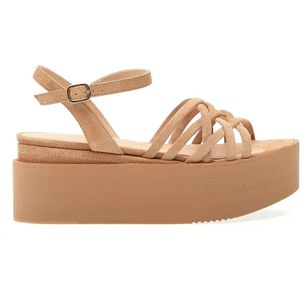 Paloma Barceló, Schoenen, Dames, Beige, 39 EU, Suède, Desert Suède Sleehak Sandaal