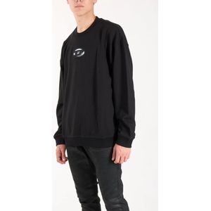 Diesel, Sweatshirts & Hoodies, Heren, Zwart, M, Katoen, Relaxed Fit Crewneck Sweatshirt met Frontlogo