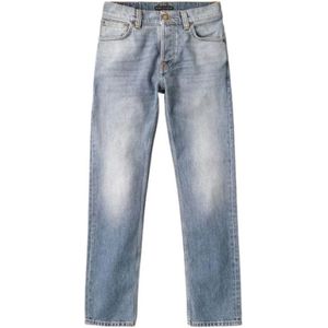 Nudie Jeans, Slim Fit Zilver Indigo Jeans Blauw, Heren, Maat:W32