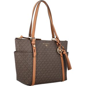 Michael Kors, Tassen, Dames, Bruin, ONE Size, Polyester, Bruin/ Logo Ritssluiting Tote Tas