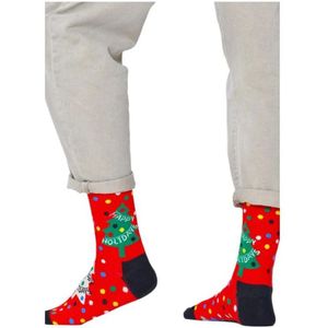 Happy Socks, Ondergoed, Dames, Rood, S, Katoen, Kerstboom Ontwerp Crew Socks