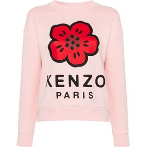 Kenzo, Sweatshirts & Hoodies, Dames, Roze, M, Katoen, Roze Sweater met Boke Flower Print