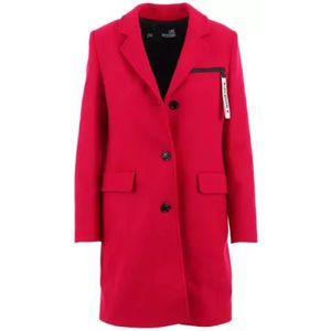 Love Moschino, Rode wollen jas met dubbele voorzak Rood, Dames, Maat:L